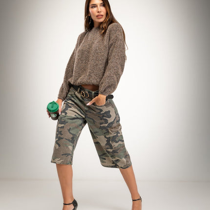 Jersey liso para mujer con cuello redondo