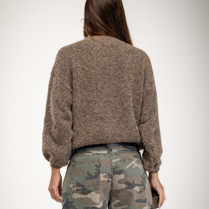 Jersey liso para mujer con cuello redondo