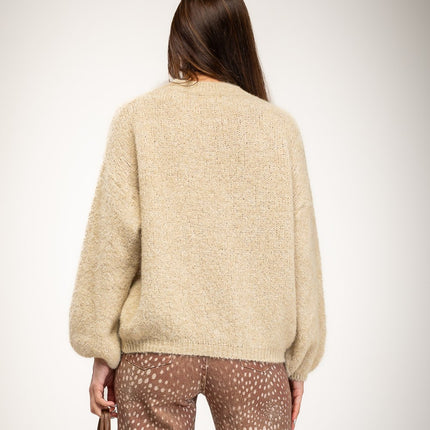 Jersey liso para mujer con cuello redondo