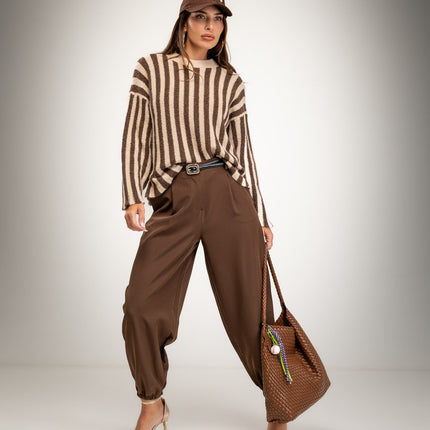 Women's sweater in striped fabric