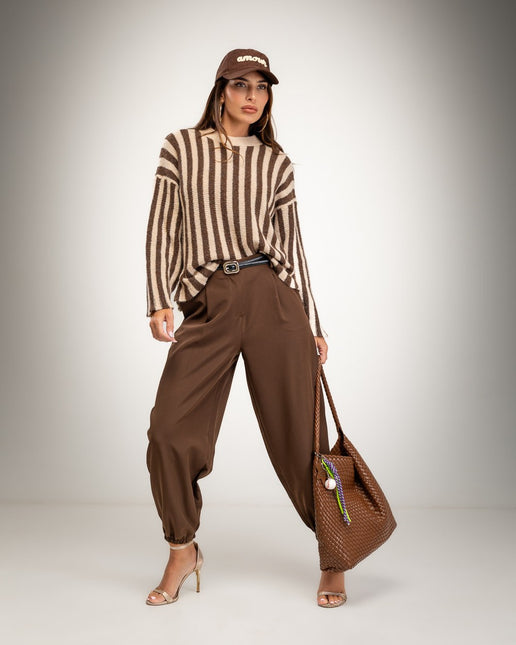 Women's sweater in striped fabric