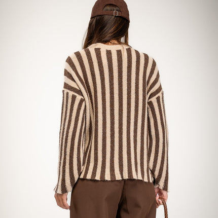 Women's sweater in striped fabric