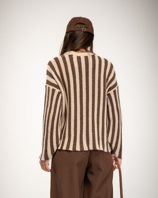 Women's sweater in striped fabric