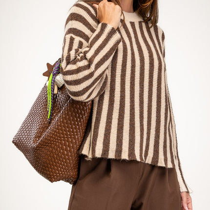 Women's sweater in striped fabric