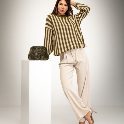 Women's sweater in striped fabric