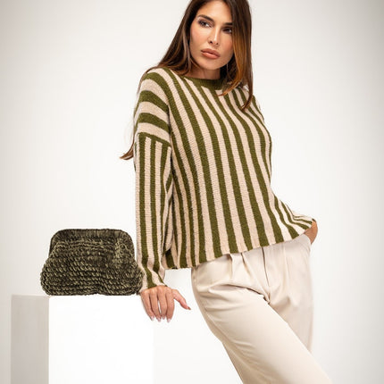 Women's sweater in striped fabric