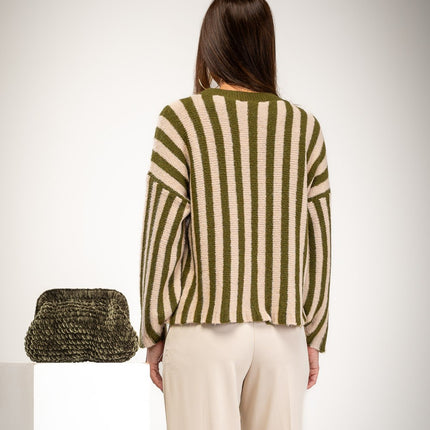 Women's sweater in striped fabric