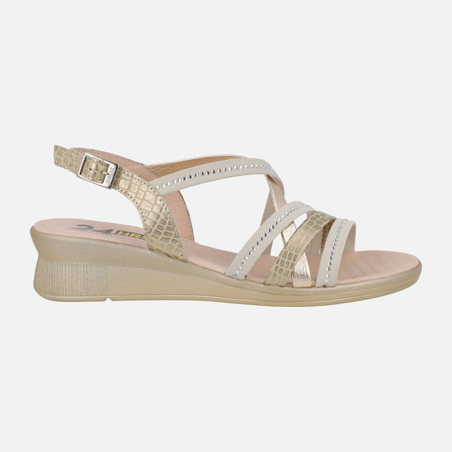 Sandalias confort de piel con tiras multi material