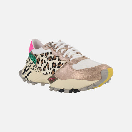 Exe leather sneakers with animal print 