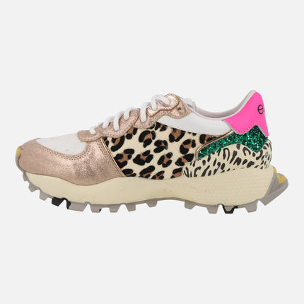 Exe leather sneakers with animal print 