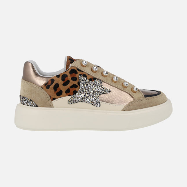 Exé Sneakers in Animal Print and Glitter