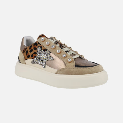 Exé Sneakers in Animal Print and Glitter