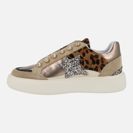 Zapatillas deportivas Exé en animal print y glitter