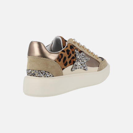 Zapatillas deportivas Exé en animal print y glitter