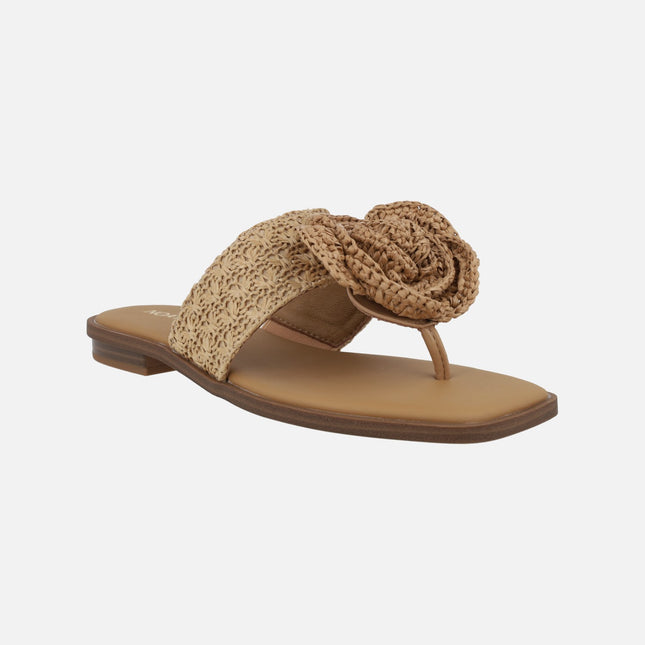 Sandalias de dedo Acacia con pala y flor de rafia