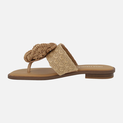 Sandalias de dedo Acacia con pala y flor de rafia