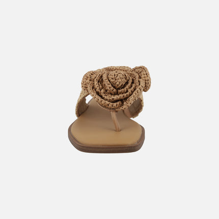 Sandalias de dedo Acacia con pala y flor de rafia