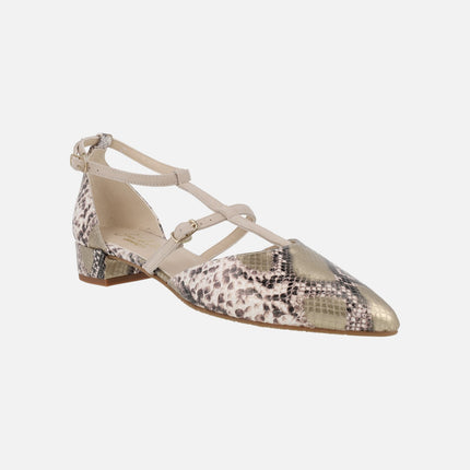 Bailarinas de piel en animal print serpiente con pulseras