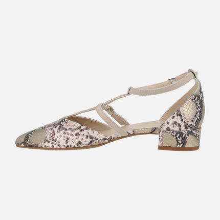 Bailarinas de piel en animal print serpiente con pulseras