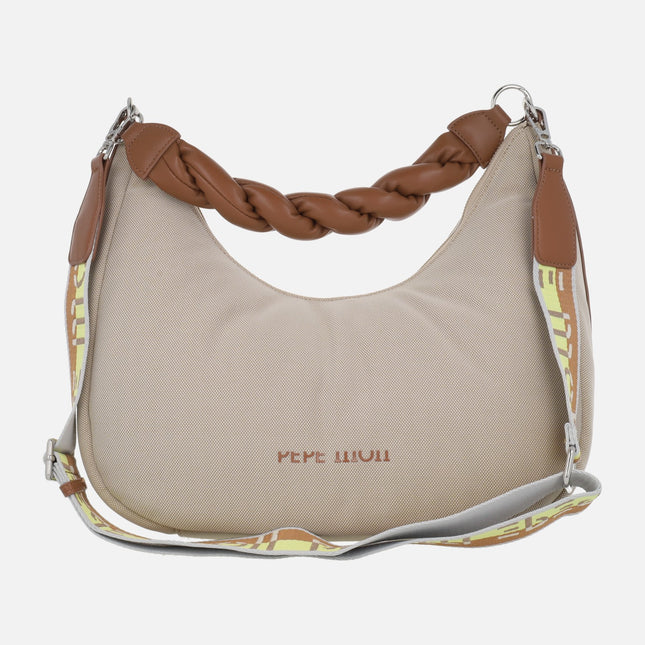 Bolsos para hombro en tejido con asa trenzada y bandolera