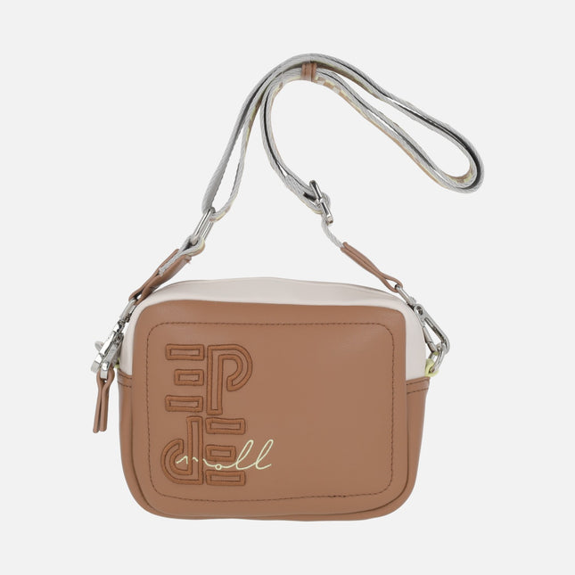Bolsos bandolera en combinado camel y beige Pepe Moll