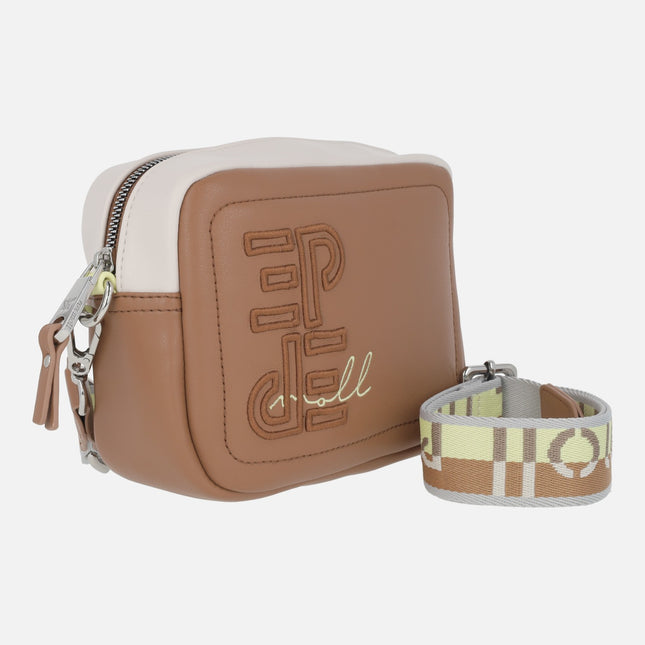 Bolsos bandolera en combinado camel y beige Pepe Moll
