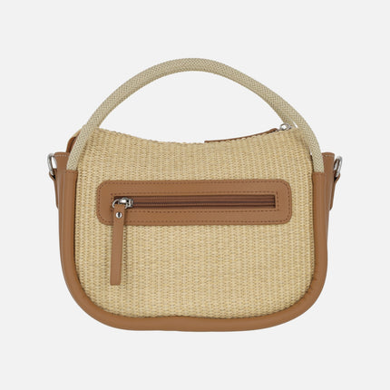 Handbags in combined raffia with cross body handle included