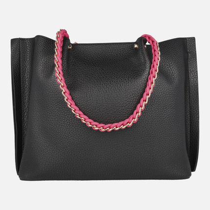 Shopper -style shoulder bags in Black and fuchsia PEPE MOLL