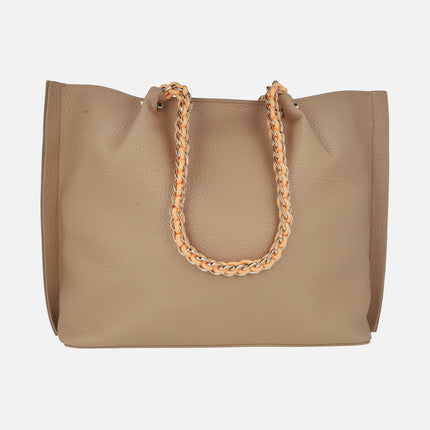 Shopper-style shoulder bags in camel and orange by pepe moll