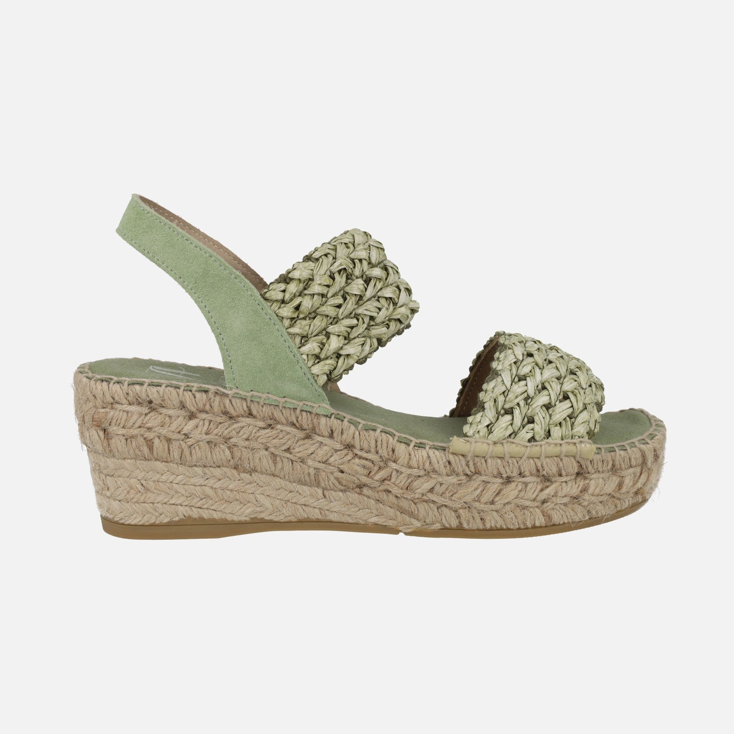 Zapatillas de esparto con cuña media y tiras trenzadas de rafia
