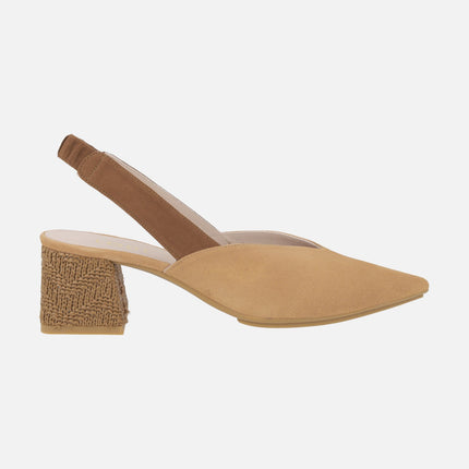 Chista nut suede open heel pumps