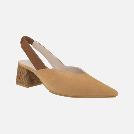 Chista nut suede open heel pumps