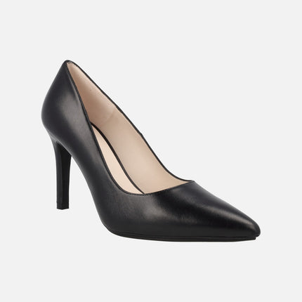 Black leather high heeled pumps Rachel - TP