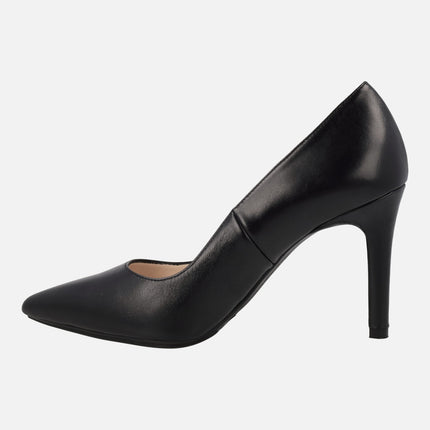 Black leather high heeled pumps Rachel - TP