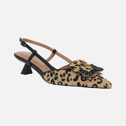 Leopard animal print open heel pumps