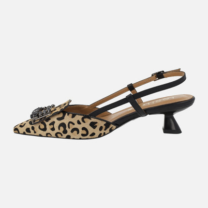 Leopard animal print open heel pumps