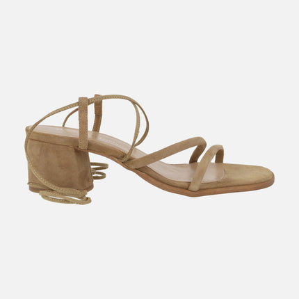 Sandalias de tacón Grecia con cintas para atar