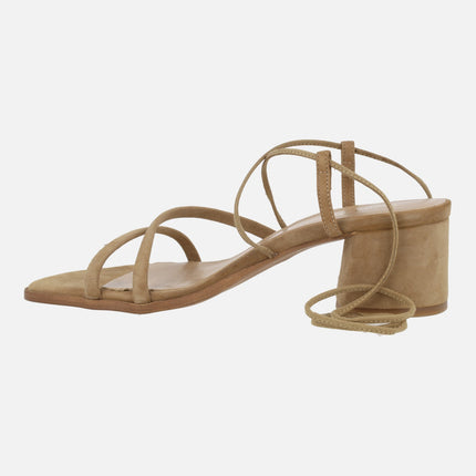 Sandalias de tacón Grecia con cintas para atar