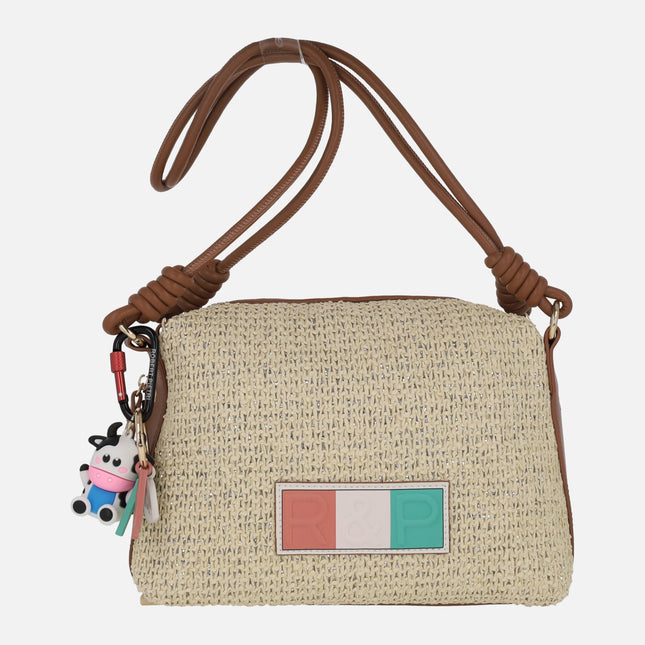 Bolsos de dos asas para hombro en acabado rafia Habana