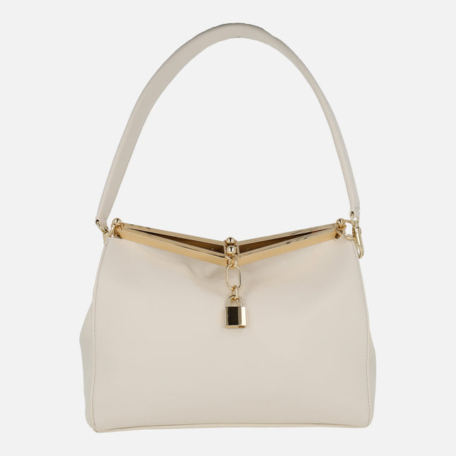 Bolsos de hombro estilo clásico con cierre de broche y adorno de candado