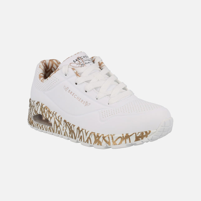 Zapatillas deportivas blancas con corazones dorados Uno Loving Love x JGoldcrown