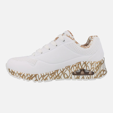 Zapatillas deportivas blancas con corazones dorados Uno Loving Love x JGoldcrown