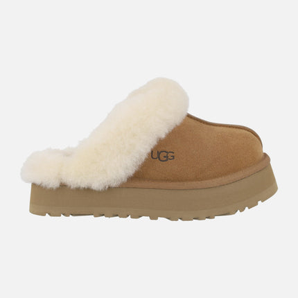 Zuecos de plataforma Disquette en ante y pelo de oveja