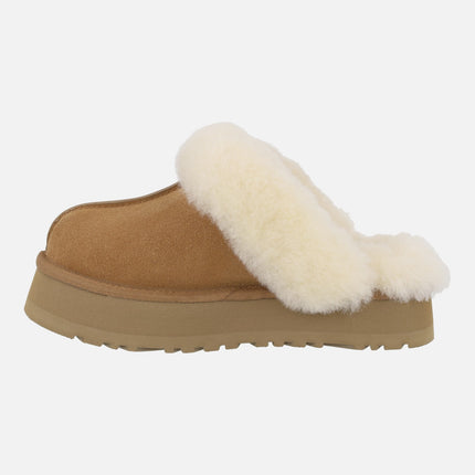 Zuecos de plataforma Disquette en ante y pelo de oveja