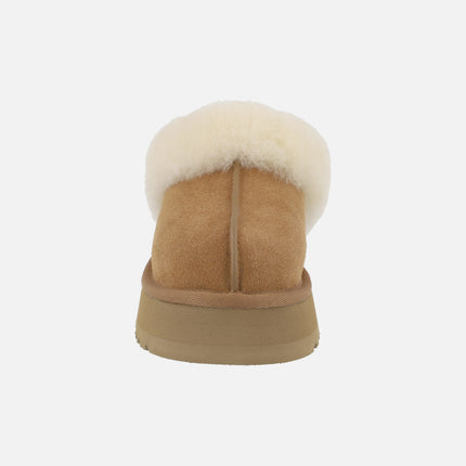 Zuecos de plataforma Disquette en ante y pelo de oveja