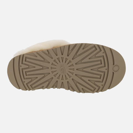 Zuecos de plataforma Disquette en ante y pelo de oveja