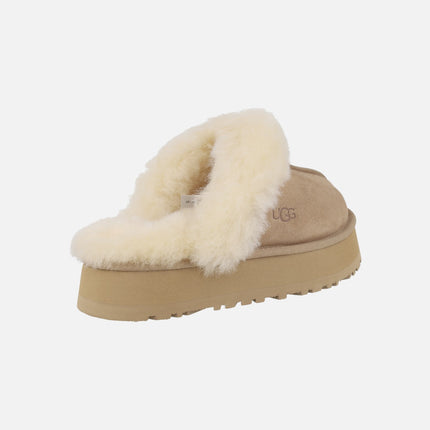 Zuecos de plataforma Disquette en ante y pelo de oveja