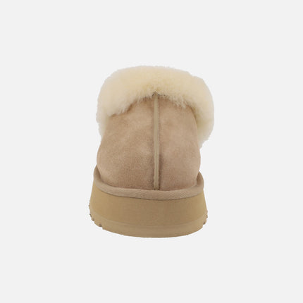 Zuecos de plataforma Disquette en ante y pelo de oveja