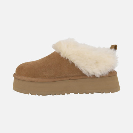 Ugg Tazzelle chesnut con vuelta de pelo y plataforma