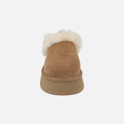 Ugg Tazzelle chesnut con vuelta de pelo y plataforma